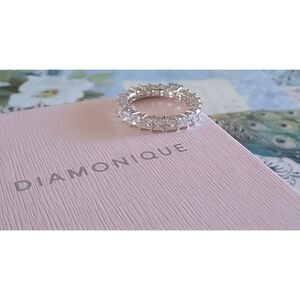 Stunning 4.5 Ct. DIAMONIQUE Princess Cut Eternity Band Ring Sz 8
